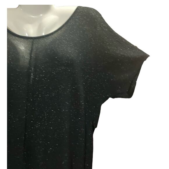 Old Navy Women's Black w/ Metallic Threading Short Sleeve Knit Sweater | Size M - Picture 3 of 7